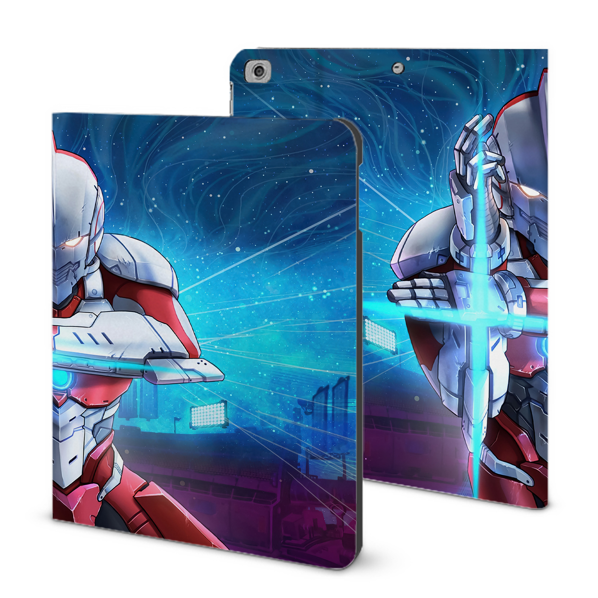 （画像用） ウルトラマン Ultraman IPad ケース ブック型 PUレザー TPU 耐衝撃 軽量 薄型 ペン収納なし 全面保護 IPad 各モデル対応
